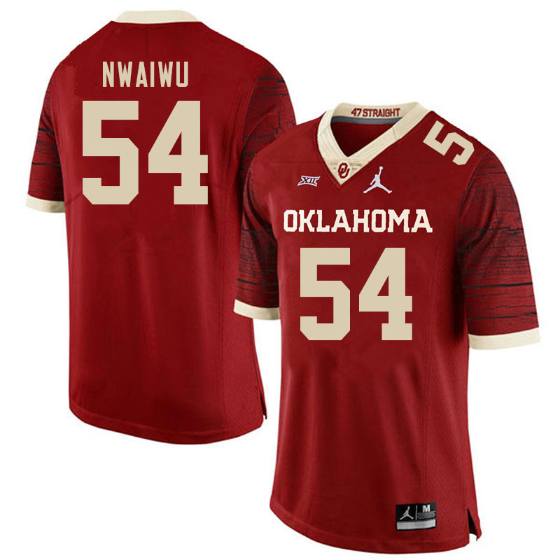 Men #54 Febechi Nwaiwu Oklahoma Sooners College Football Jerseys Stitched-Retro